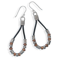 Two Tone and Black Leather Earrings