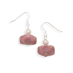 Rhodocrosite and Cultured Freshwater Pearl Earrings