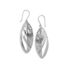 Oxidized Marquise Earrings with Roman Glass