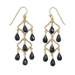14 Karat Gold Plated Black Spinel Earrings