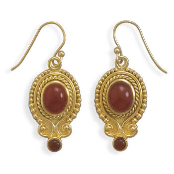 14 Karat Gold Plated Carnelian Earrings