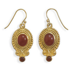 14 Karat Gold Plated Carnelian Earrings