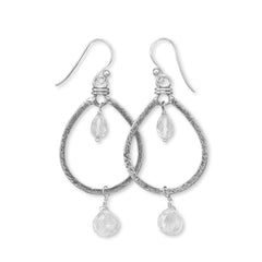Oxidized Clear Quartz Drop Earrings