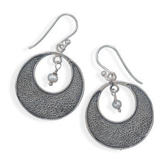 Oxidized Open Circle Earrings with Cultured Freshwater Pearl