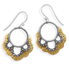 Two Tone Oxidized Drop Earrings