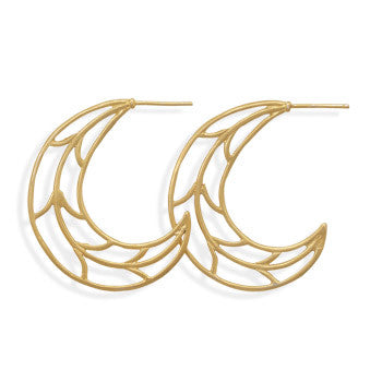14 Karat Gold Plated Crescent Moon Hoops