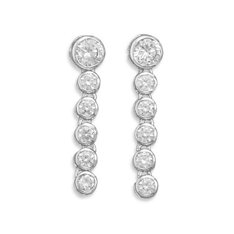 6 Dangle CZ Post Earrings
