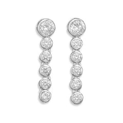 6 Dangle CZ Post Earrings