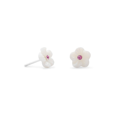 Shell and Crystal Flower Earrings