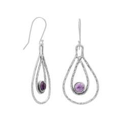 Double Pear Shape Drop Earrings with Amethyst