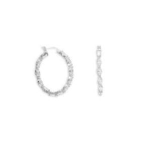Rhodium Plated In/Out CZ Hoops