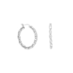 Rhodium Plated In/Out CZ Hoops