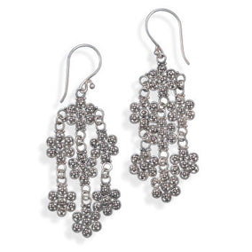 Oxidized Triple Strand Drop Earrings