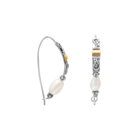 Two Tone Cultured Freshwater Pearl Earrings