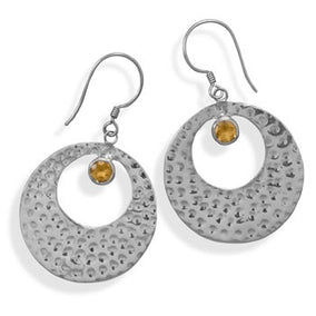 Hammered Citrine Earrings