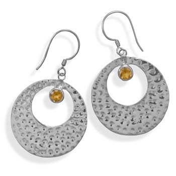 Hammered Citrine Earrings