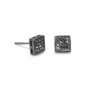 Black Rhodium Plated CZ Stud Earrings