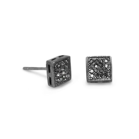 Black Rhodium Plated CZ Stud Earrings