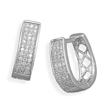 Rhodium Plated Hinged CZ Earrings