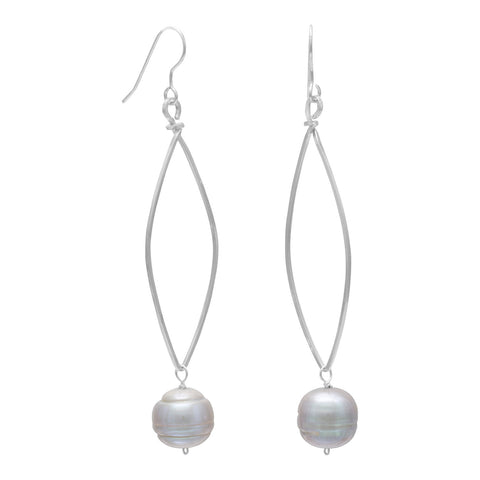 Silver Cultured Freshwater Pearl Drop Earrings