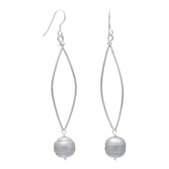 Silver Cultured Freshwater Pearl Drop Earrings
