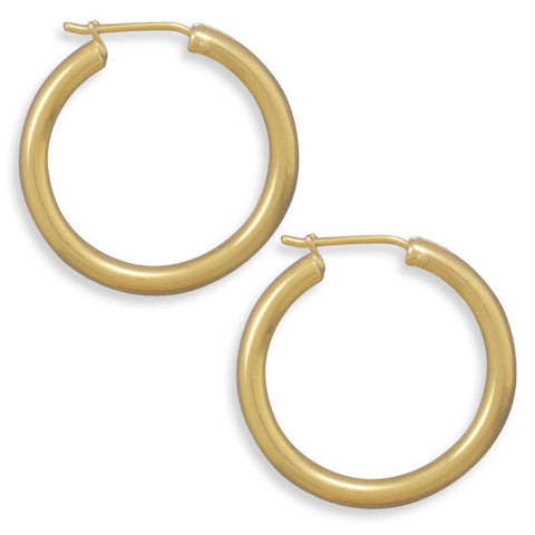14 Karat Gold Plated 2.8mm x 26mm Hoops