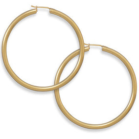 14 Karat Gold Plated 2.8mm x 50mm Hoops