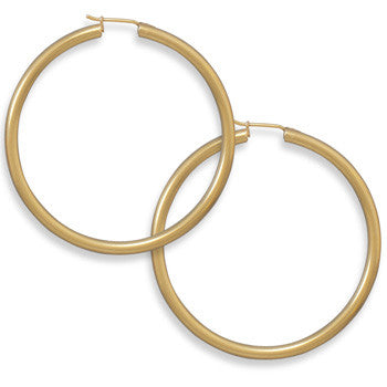 14 Karat Gold Plated 2.8mm x 50mm Hoops