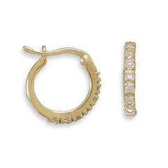 14 Karat Gold Plated CZ Hoops