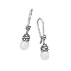 Oxidized Cultured Freshwater Pearl Earrings