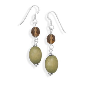 Glass and Wood Bead Earrings