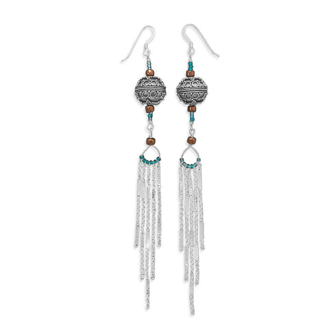 5" Chain Drop Earrings with Bali and Glass Beads