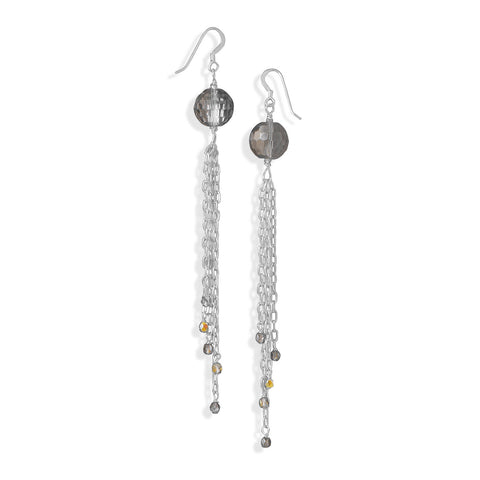 Crystal and Glass Bead Chain Drop Earrings