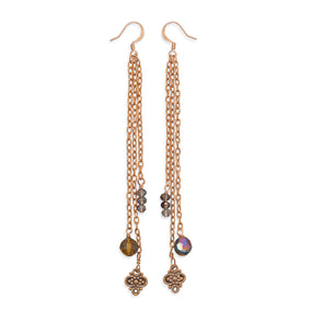 Copper and Crystal French Wire Earrings