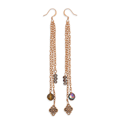 Copper and Crystal French Wire Earrings