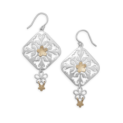 Flower Design Drop Earrings