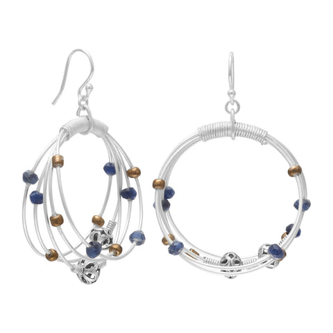 Sodalite and Glass Earrings