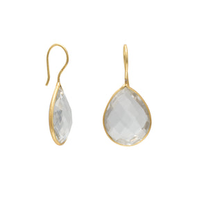 14 Karat Gold Plated Clear Quartz Earrings