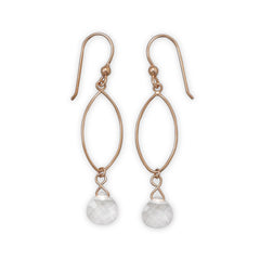 14 Karat Rose Gold Plated Clear Glass Drop Earrings