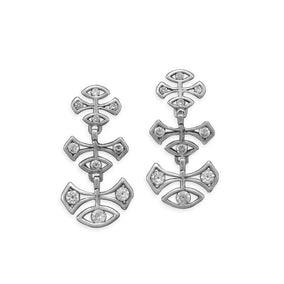 Oxidized Graduated Pattern Earrings with CZs