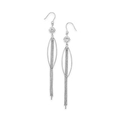 Rhodium Plated CZ Drop Earrings