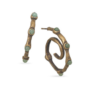 Oxidized 14 Karat Gold Plated Aventurine Earrings