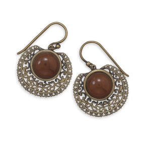Oxidized 14 Karat Gold Plated Carnelian Earrings