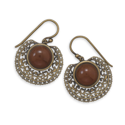 Oxidized 14 Karat Gold Plated Carnelian Earrings