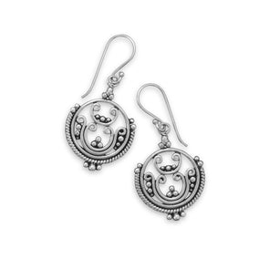 Oxidized Bead and Rope Design Earrings