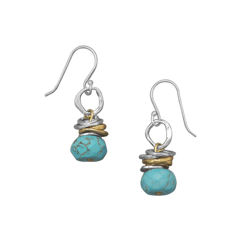Two Tone Turquoise Drop Earrings