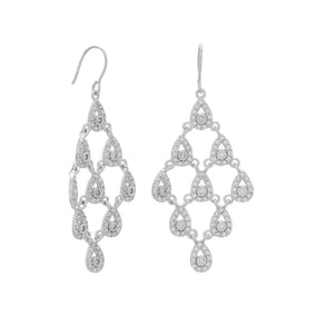 Rhodium Plated Pear Drop Chandelier Earrings