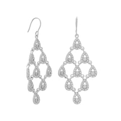 Rhodium Plated Pear Drop Chandelier Earrings