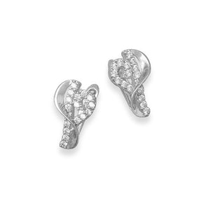 Rhodium Plated CZ Heart Earrings