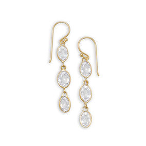 14 Karat Gold Plated CZ Earrings